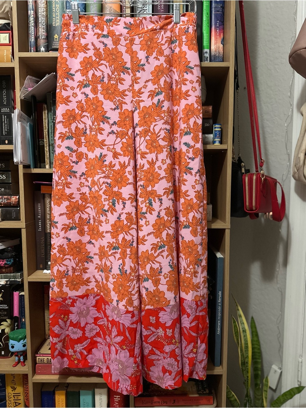 Jessica Simpson Pink and Orange Floral Wide-Leg Pants